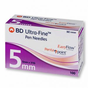 BD Ultra-Fine Pen Needle 31G x 5mm Extra Thin Wall (100's)